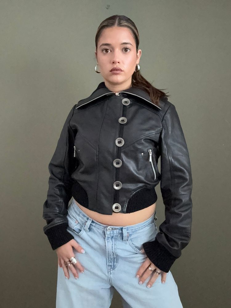 Aviatrix Leather Bomber Jacket (L) 10