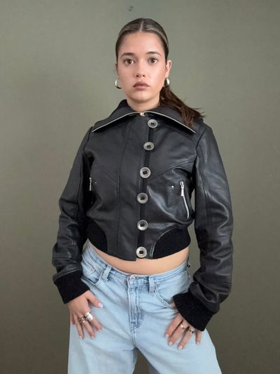 Aviatrix Leather Bomber Jacket (L) 10
