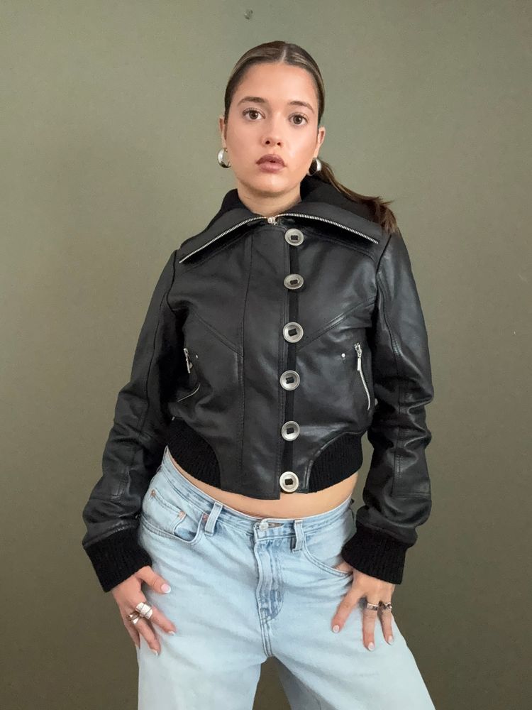 Aviatrix Leather Bomber Jacket (L) 9