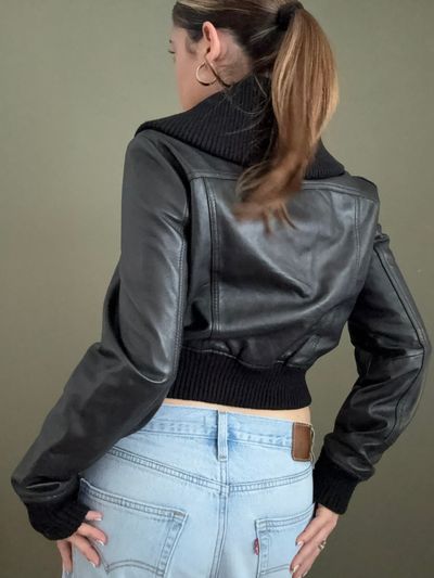 Aviatrix Leather Bomber Jacket (L) 3
