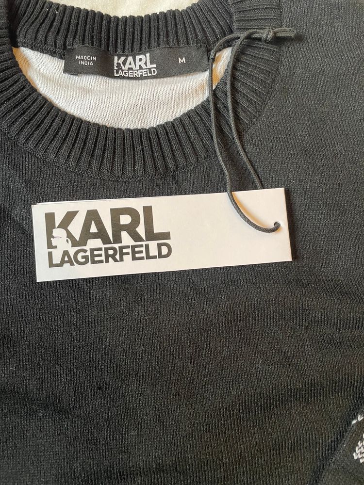 Brand New: Karl Lagerfeld Black Patterned Sweater