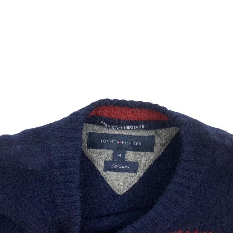 Tommy Hilfiger Blue Red Long Sleeved Pullover Sweatshirt Size Mens M 4