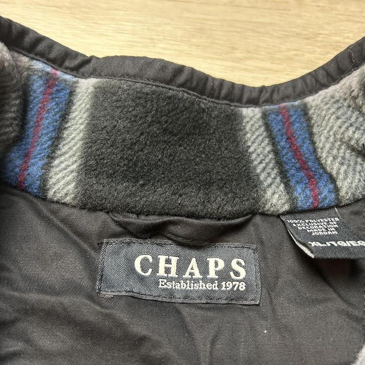 Chaps blue, grey & black checked funky fleece pullover jumper. image 3