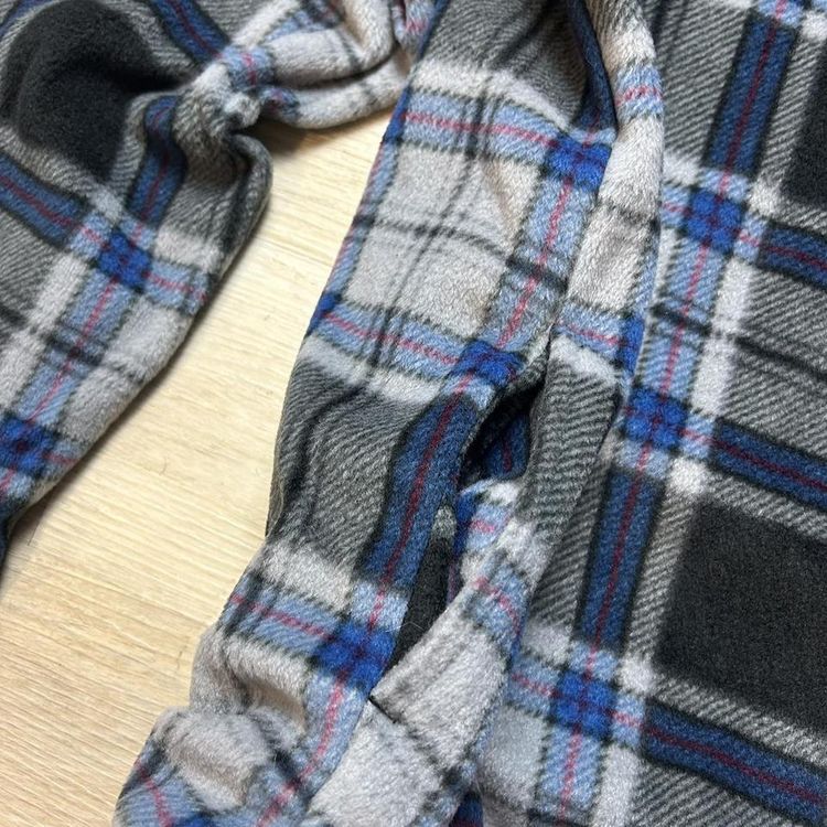 Chaps blue, grey & black checked funky fleece pullover jumper. image 5