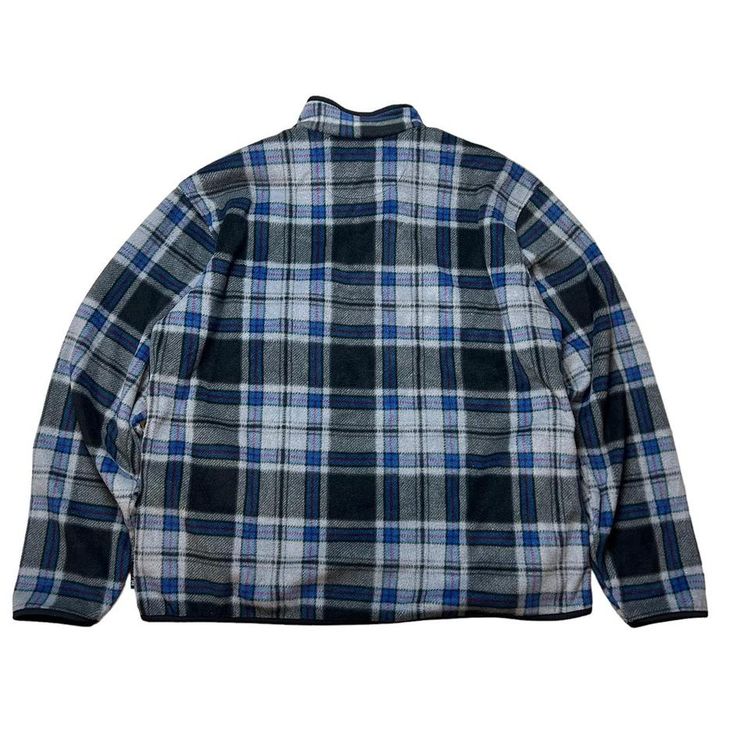 Chaps blue, grey & black checked funky fleece pullover jumper. image 6