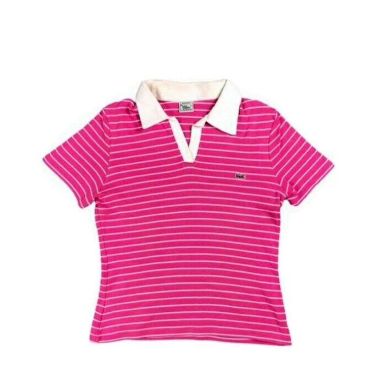 Lacoste Striped Pink White Rugby Shirt Size Womens Small image 1