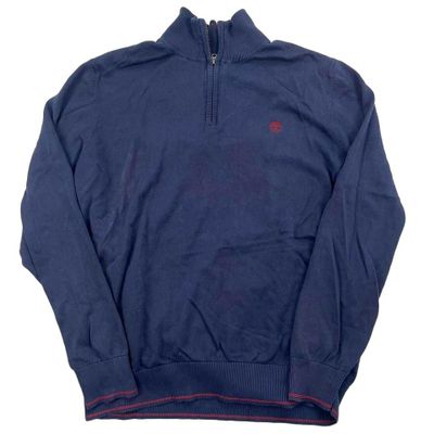 TIMBERLAND Navy Long Sleeved Quarter Zip Knitted Sweatshirt Size Mens L 1