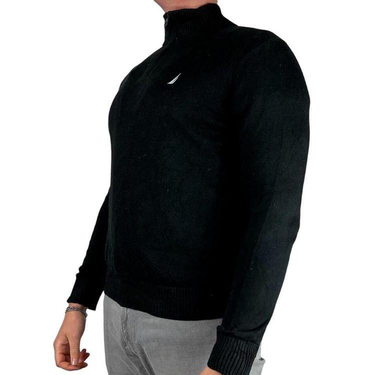 Nautica Black Full Sleeved Pullover Sweatshirt Size Mens L