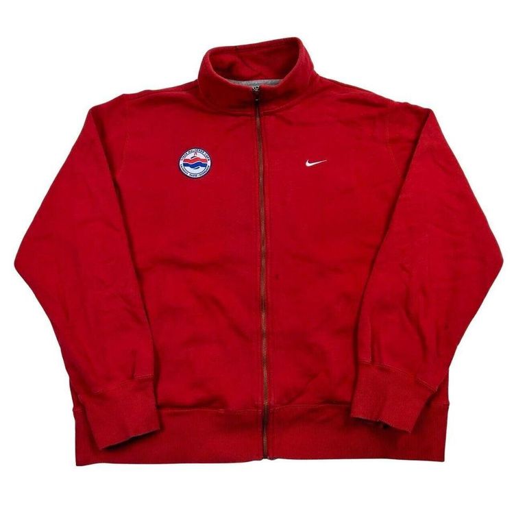 Nike Red Full Sleeved Full Zip Sweatshirt Size Mens XL