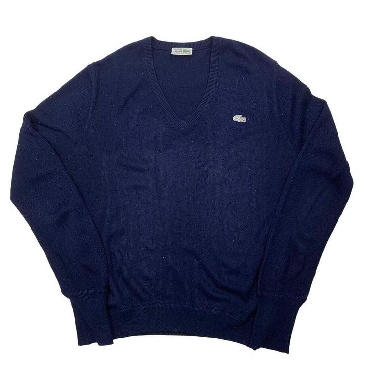 LACOSTE Navy Long Sleeved Knitwear Jumper Size Mens M image 1