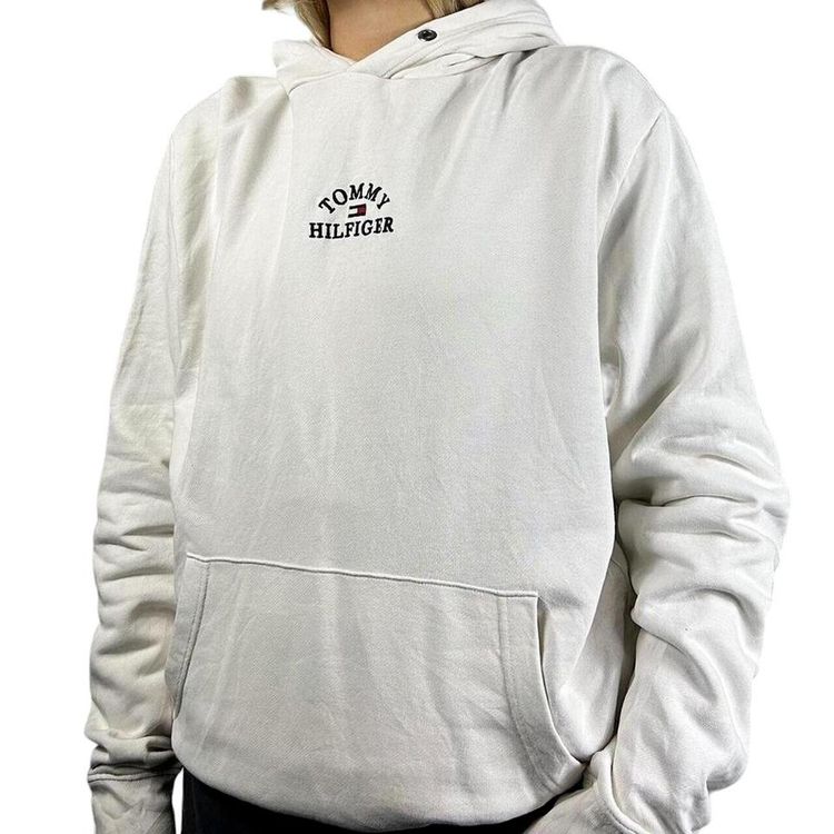 Tommy Hilfiger White Full Sleeve Pullover Hoodie Size Mens M 2