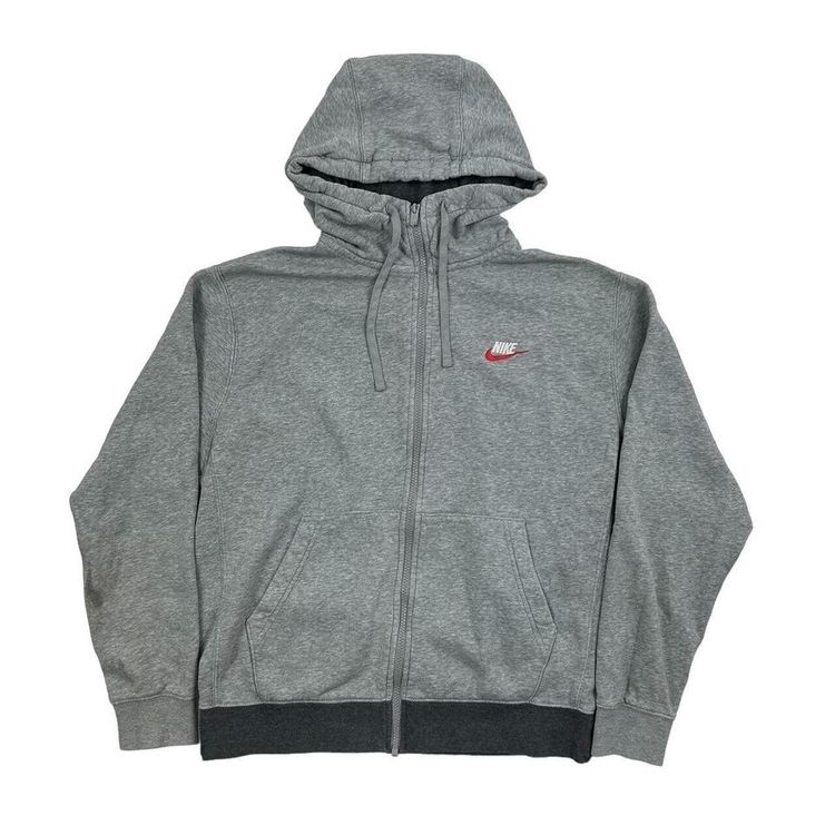 Nike Grey Long Sleeved Full Zip Hoodie Size Mens M