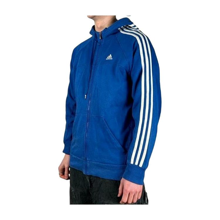 Adidas Blue White Striped Long Sleeved Hoodie Size Mens S