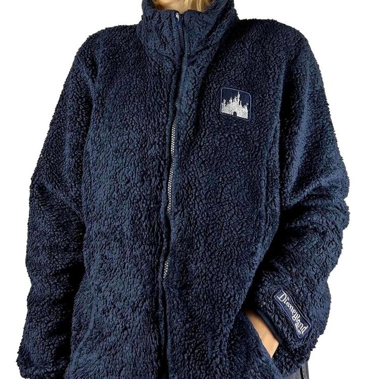 Disney Navy Blue Long Sleeved Fleece Jacket Size Womens XL 2
