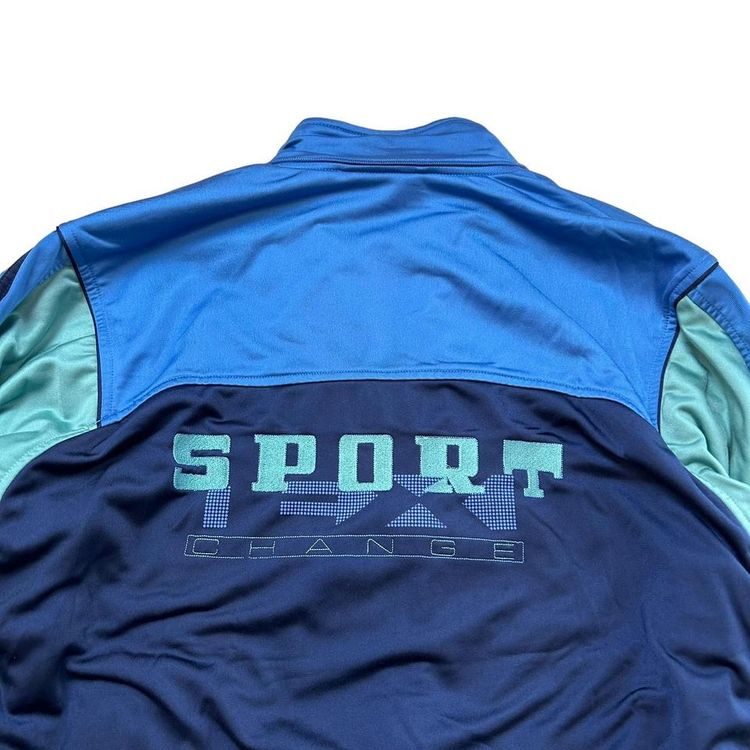 Vintage adidas blue & green colour block sport change track jacket. Retro design, lovely embroidery 6
