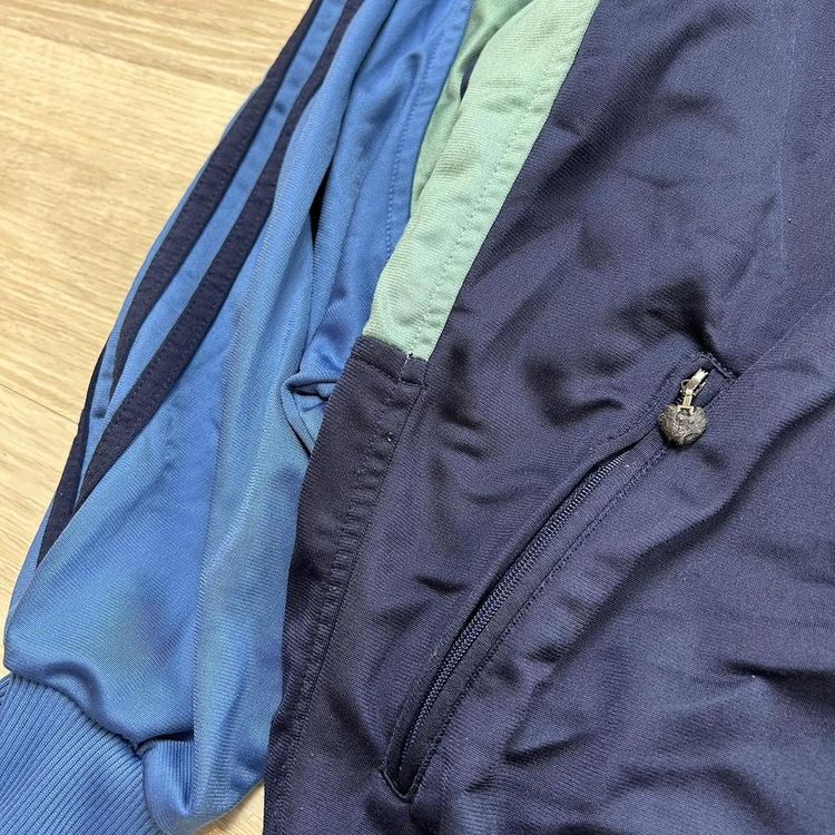 Vintage adidas blue & green colour block sport change track jacket. Retro design, lovely embroidery 7