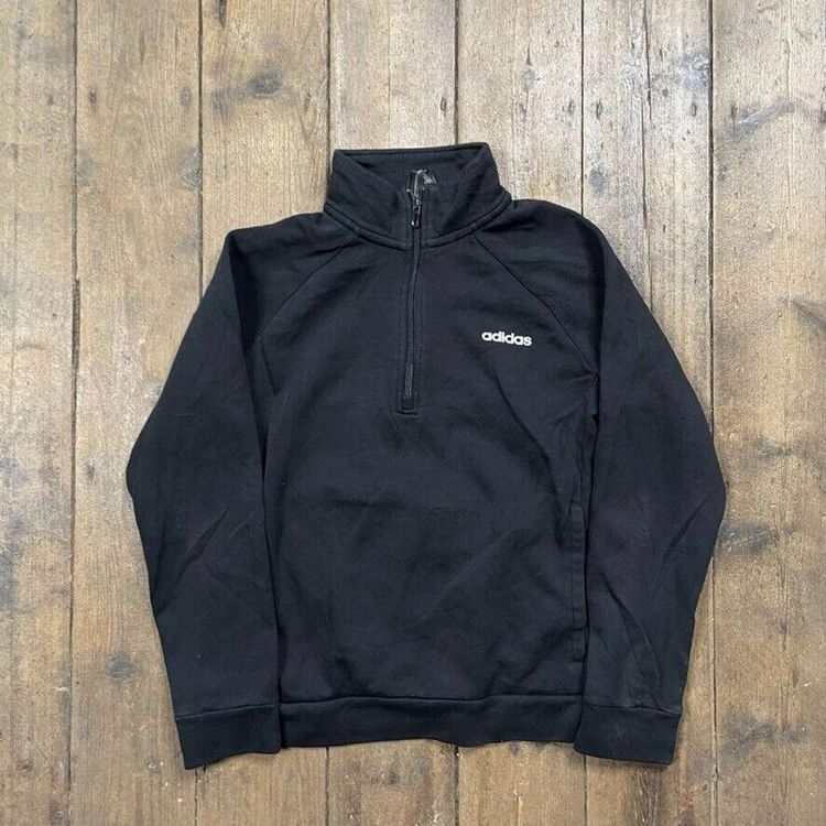 Adidas Sweatshirt Y2K Half Zip Pull Over Sports Jumper, Black, Womens Medium
