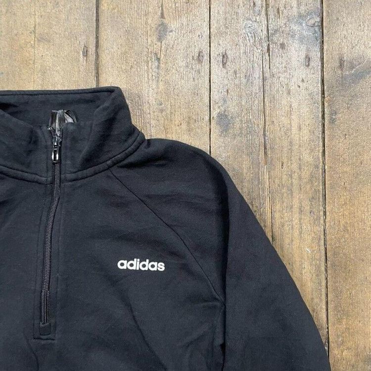 Adidas Sweatshirt Y2K Half Zip Pull Over Sports Jumper, Black, Womens Medium 3