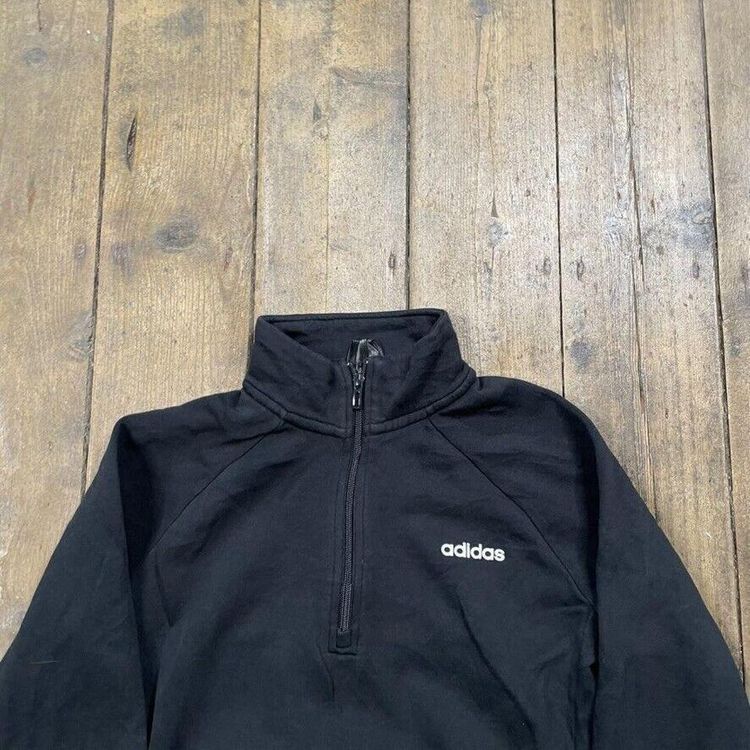 Adidas Sweatshirt Y2K Half Zip Pull Over Sports Jumper, Black, Womens Medium 2