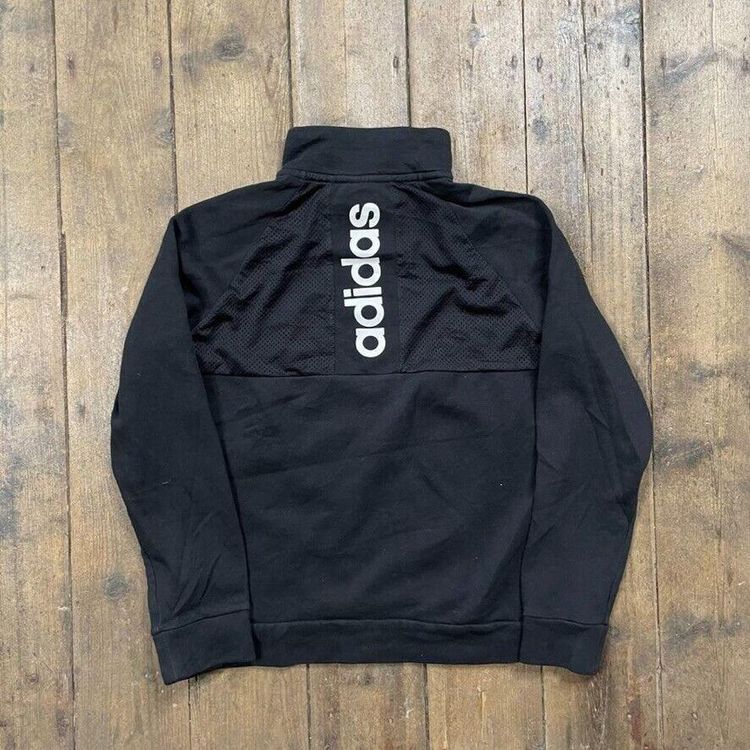 Adidas Sweatshirt Y2K Half Zip Pull Over Sports Jumper, Black, Womens Medium 6