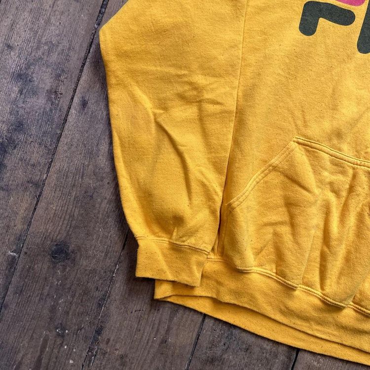 Fila Hoodie Spellout Y2K Sports Sweatshirt, Yellow, Mens Medium image 5