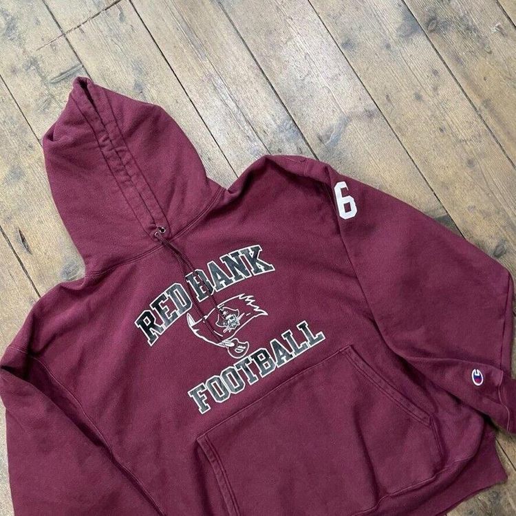 Champion Hoodie Reverse Weave College Y2K Sports Sweatshirt, Burgundy, Mens XL 3