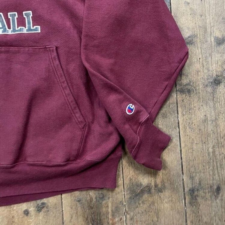 Champion Hoodie Reverse Weave College Y2K Sports Sweatshirt, Burgundy, Mens XL 4
