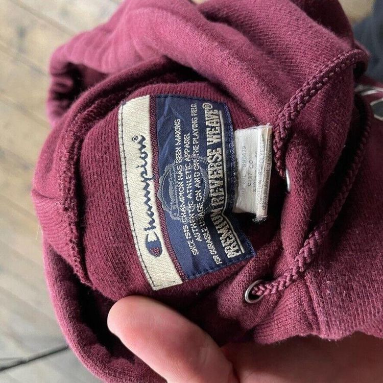 Champion Hoodie Reverse Weave College Y2K Sports Sweatshirt, Burgundy, Mens XL 7