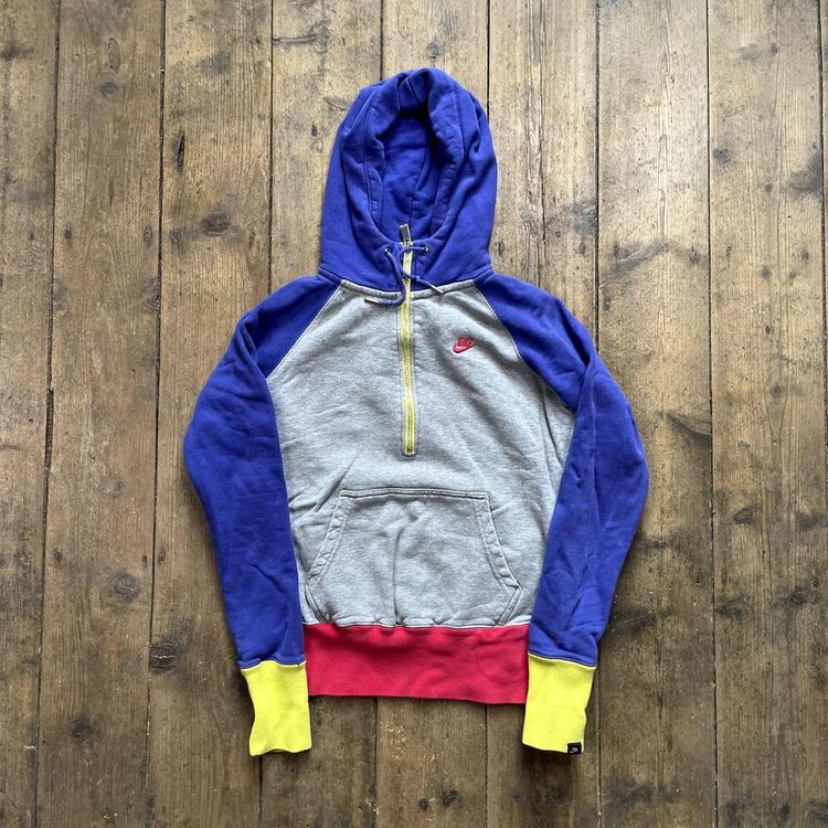 Nike Hoodie Y2K Swoosh Sports Half Zip Sweatshirt, Grey, Womens Small