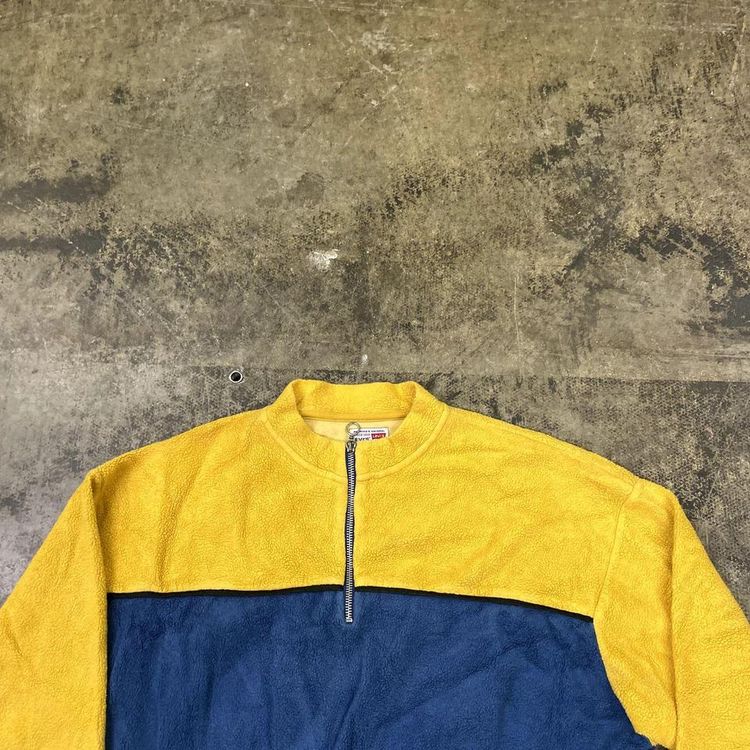 Levi's Fleece Half-Zip Sports Colourblock Jumper, Yellow Blue, Mens XL image 2