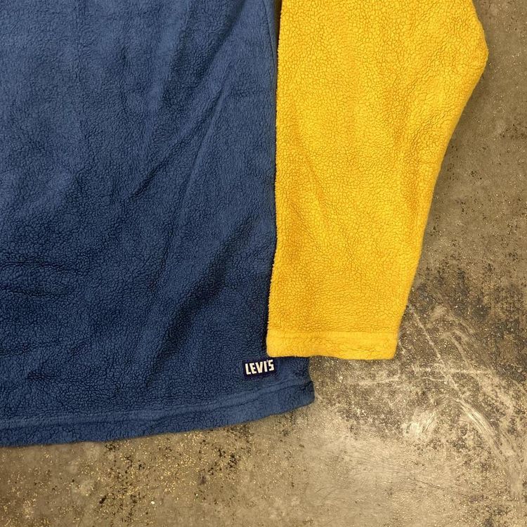 Levi's Fleece Half-Zip Sports Colourblock Jumper, Yellow Blue, Mens XL image 4
