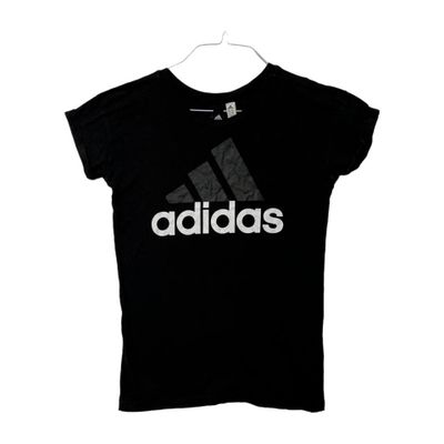 Adidas Black Short Sleeved Logo Printed T-shirt For Womens Size XS 1