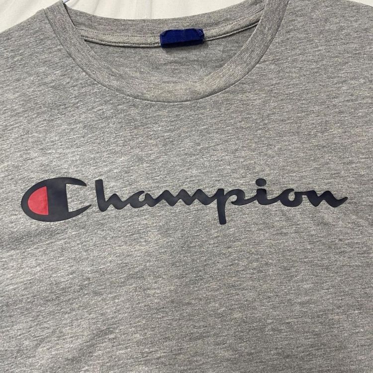 Champion Grey Long Sleeved Logo Printed Pullover Sweatshirt For Mens Size S image 2