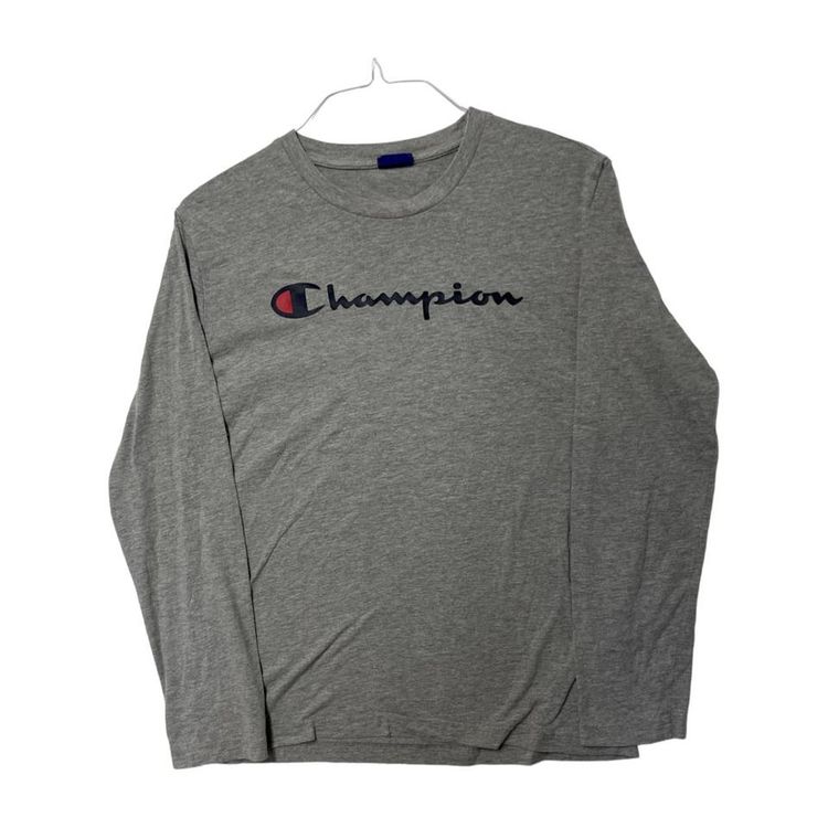 Champion Grey Long Sleeved Logo Printed Pullover Sweatshirt For Mens Size S image 1
