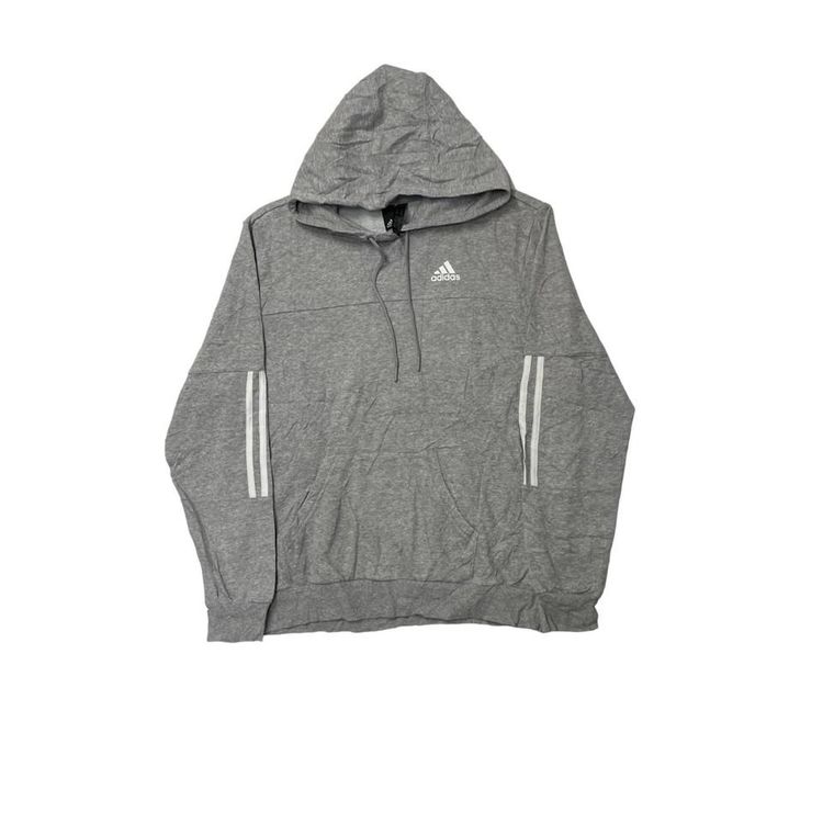 Adidas Grey Long Sleeved Pullover Hoodie For Mens M image 1