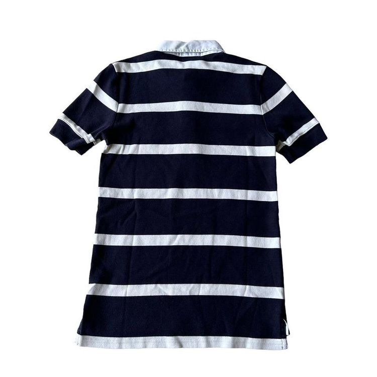 Ralph Lauren navy blue & white striped chest logo polo shirt/rugby shirt. 5