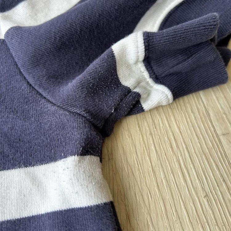 Ralph Lauren navy blue & white striped chest logo polo shirt/rugby shirt. 7