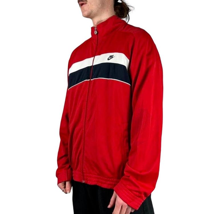 Nike Red White Blue Long Sleeved Full Zip Sweatshirt Size Mens M