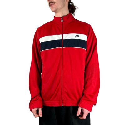 Nike Red White Blue Long Sleeved Full Zip Sweatshirt Size Mens M 2