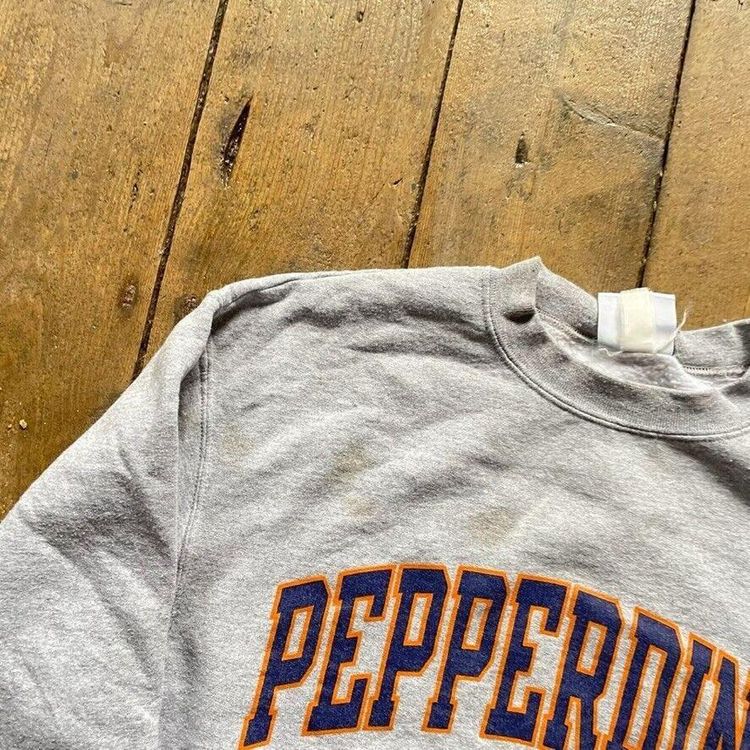 Champion Sweatshirt Pull Over Spell Out Y2K Sports Jumper, Grey, Mens Medium 5