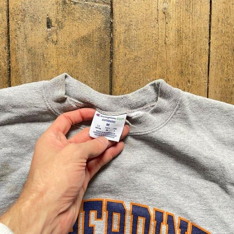 Champion Sweatshirt Pull Over Spell Out Y2K Sports Jumper, Grey, Mens Medium 6