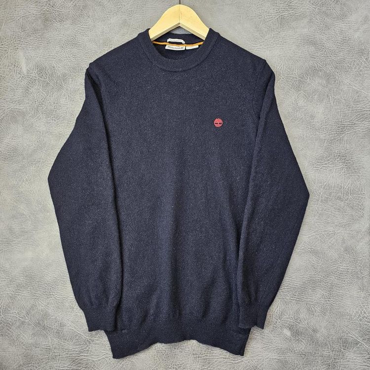 Vintage Timberland Merino Wool Mens Sweater knitted jumper crew neck M Navy Soft touch