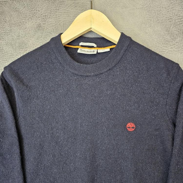 Vintage Timberland Merino Wool Mens Sweater knitted jumper crew neck M Navy Soft touch 3
