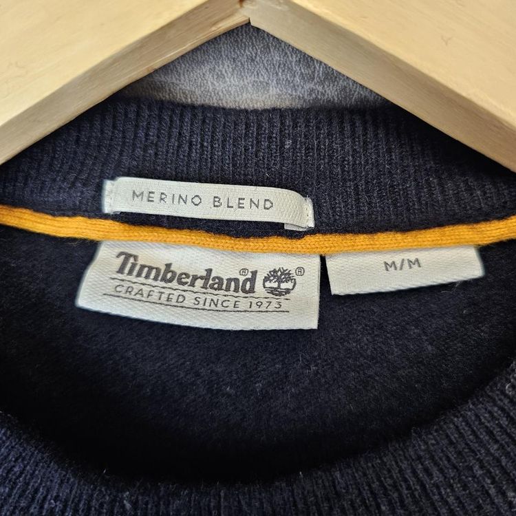 Vintage Timberland Merino Wool Mens Sweater knitted jumper crew neck M Navy Soft touch 2