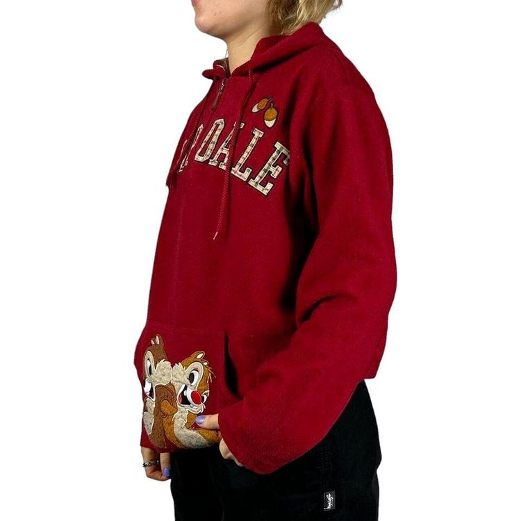 DISNEY Red Long Sleeved Quarter Zip Hoodie Womens XL 2