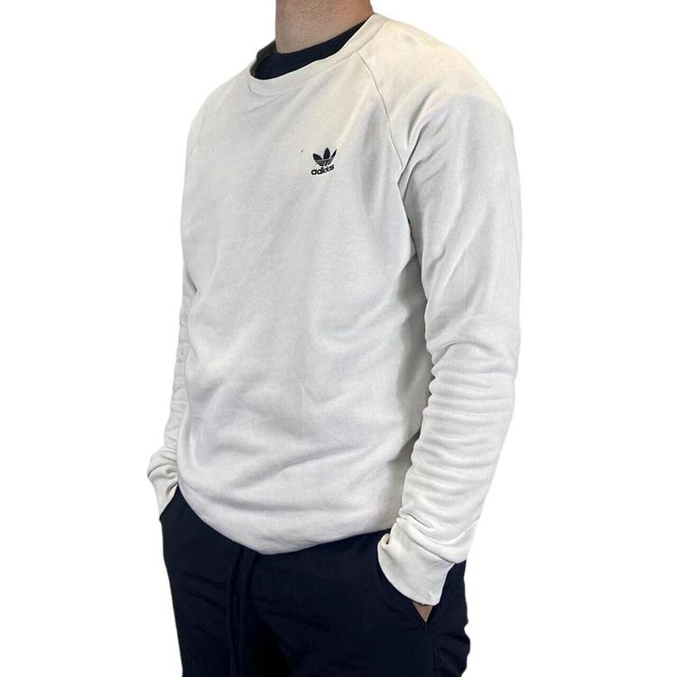 ADIDAS White Black Full Sleeved Pullover Sweater Mens M