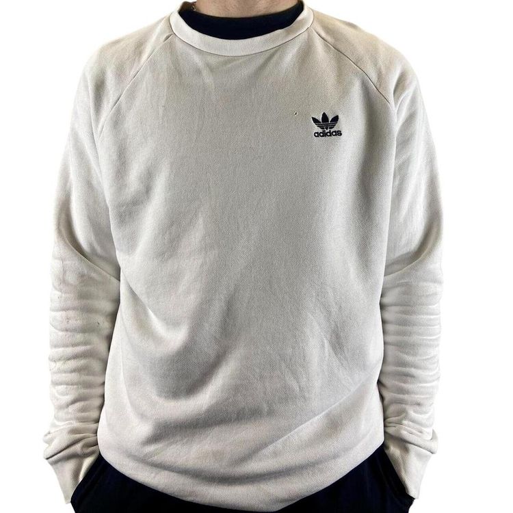 ADIDAS White Black Full Sleeved Pullover Sweater Mens M 2
