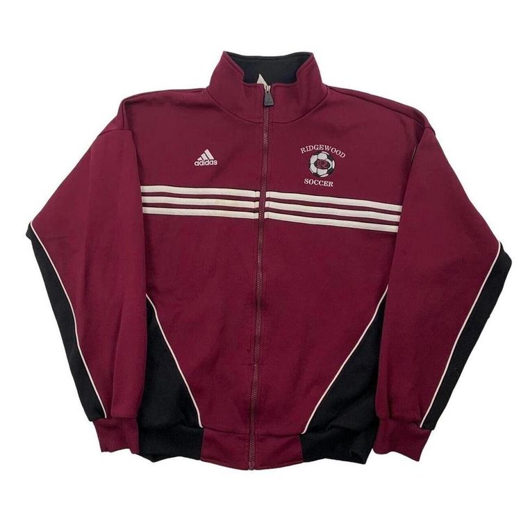 Adidas Black Red long Sleeved Full Zip Sweatshirt Size Mens M