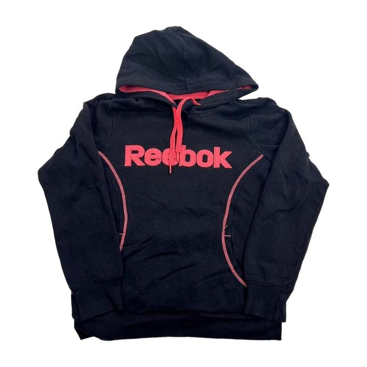 REEBOK Pink Black Full Sleeve Pullover Sweatshirt Size Womens M 1