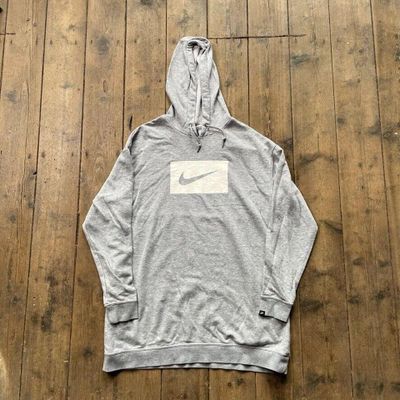 Nike Hoodie Swoosh Y2K Sports Sweatshirt, Grey, Mens Medium 1